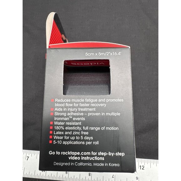 RockTape Kinesiology Tape 5cm x 5m Black Athletic Support For Pain Relief & Enha - Picture 7 of 8